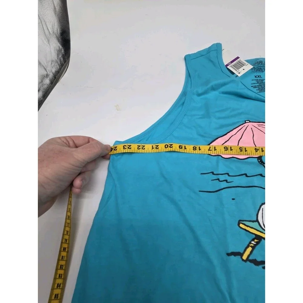 Peanuts Snoopy Woodstock Sunbathing Blue Tank Top XXL NWT Beach Theme Cartoon